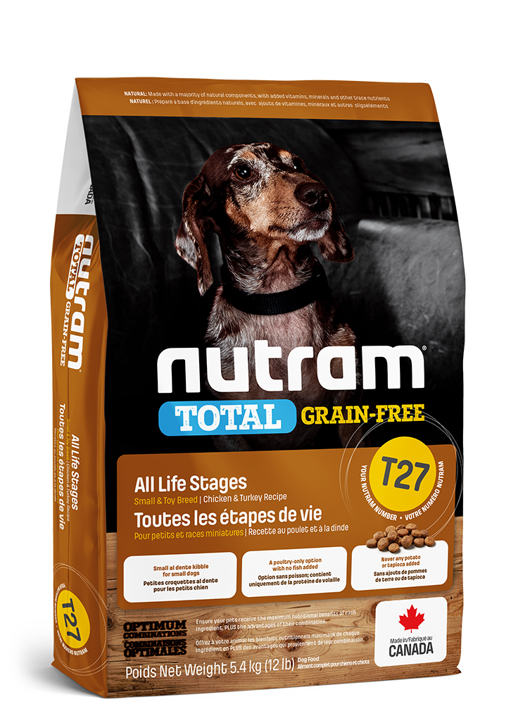 【定期購入】T27 NUTRAM TOTAL GRAIN-FREE®チキン&ターキー ドッグフード(小型犬用) 小粒